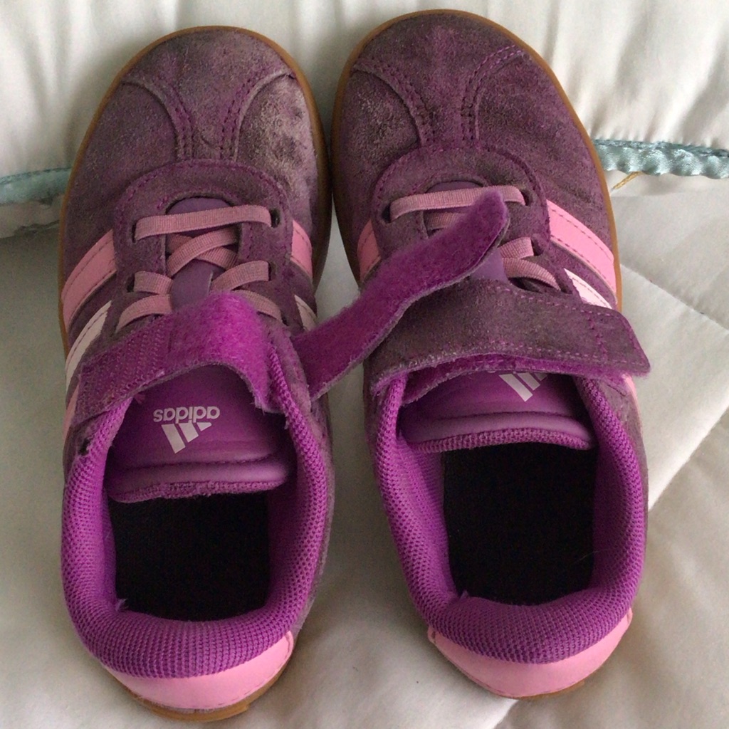 Adidas Kids Purple And Pink Suede Velcro Sneakers